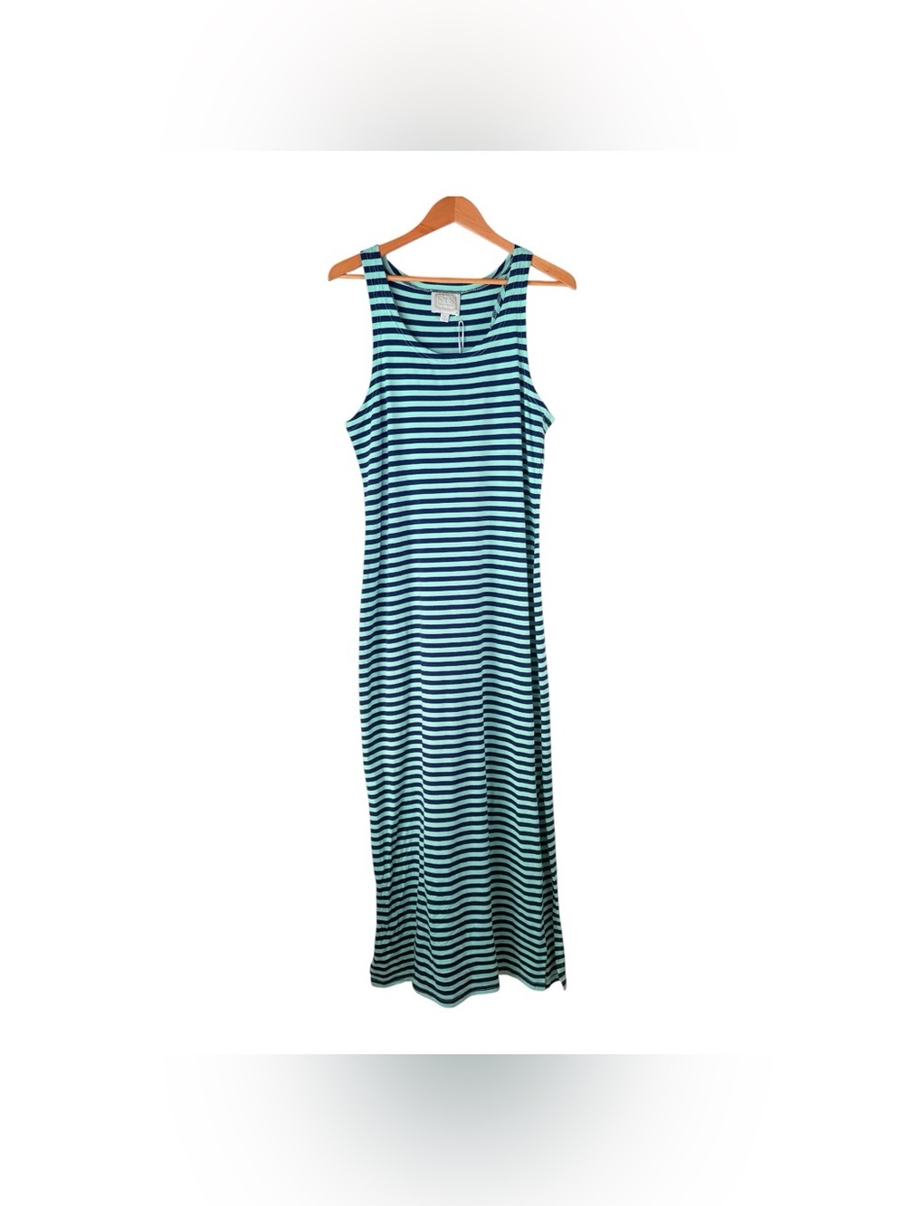 New STS Sail To Sable Women’s Striped Maxi Dress Cabbage Navy Size M Cotton